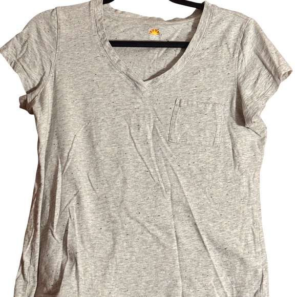C&C California Tops - C&C California Light Gray Speckled V-Neck Tee